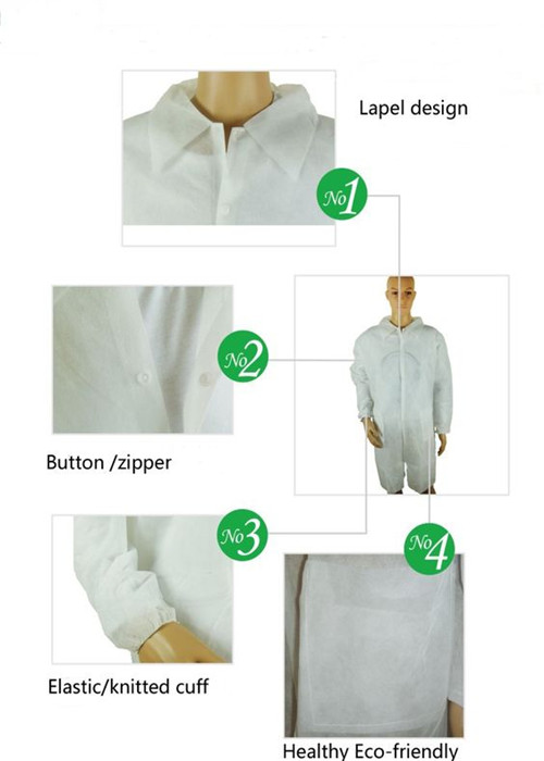 El polvo disponible blanco se adapta a la ropa de la seguridad con la costura de Serged del cuello