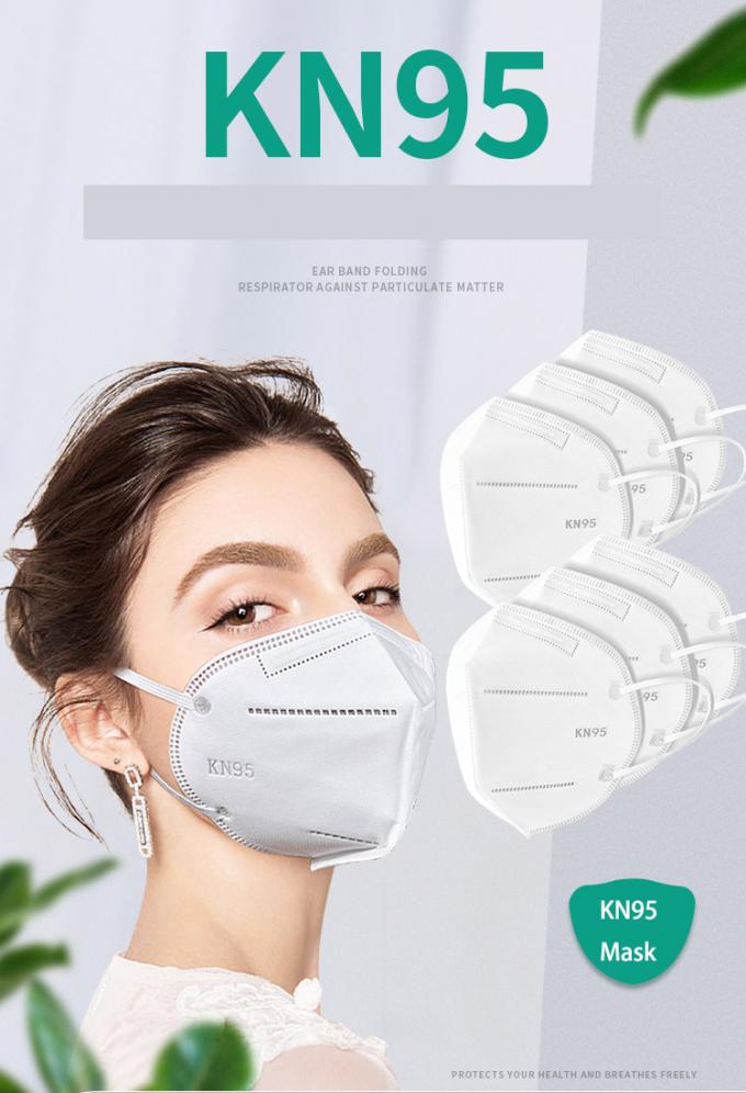 Prueba del polvo que dobla la mascarilla disponible no tejida de la máscara FFP2 con el gancho elástico