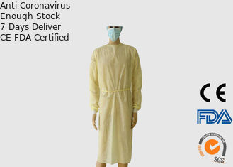 Ropa médica disponible hecha punto de los puños, batas disponibles amarillas