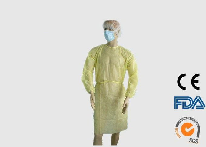 Ropa médica disponible grande, vestidos del aislamiento del amarillo del examen de la seguridad